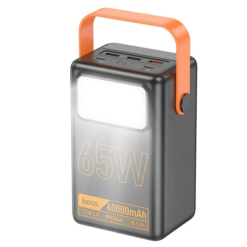 Hoco J110A 60000mAh 65W Powermaster Power Bank With LED Lamp - Black ...
