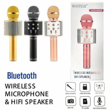 WSTER WS-858 version 2 Wireless Bluetooth Karaoke Microphone Speaker KTV Handheld Player