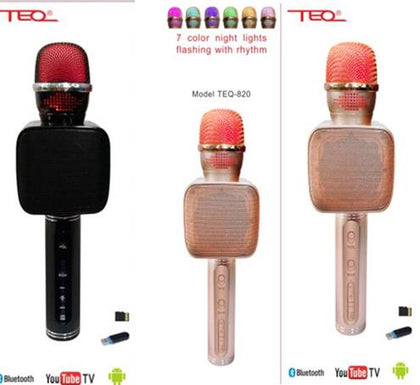 TEQ Microphone Speaker Bluetooth Karaoke For Phone Youtube TV RBG LIGHT