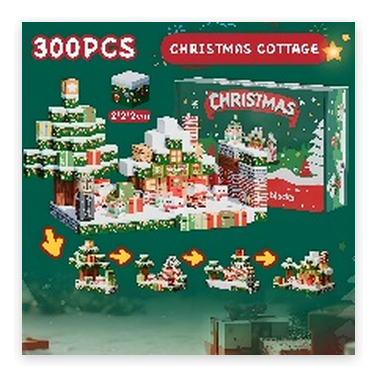ZH-015 view 2 - 300 PCS STEM Educational Magnetic Building Blocks - Christmas Cottage