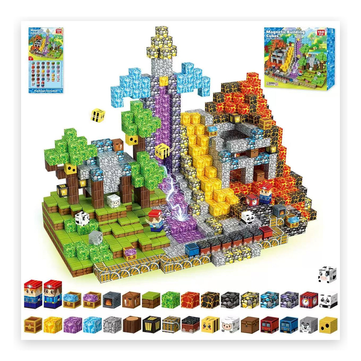 ZH-035 view 2 - 150 PCS STEM Educational Magnetic Building Blocks - Crystal Mine Cave