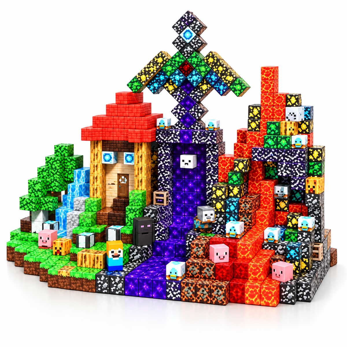 ZH-026 view 2 - 150 PCS STEM Educational Magnetic Building Blocks - Dark Forest Fortress