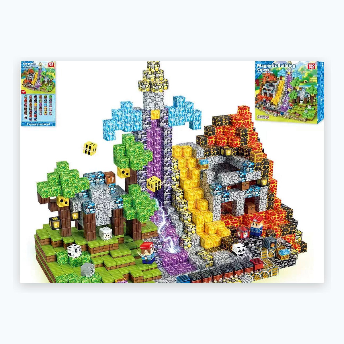 ZH-035 view 3 - 150 PCS STEM Educational Magnetic Building Blocks - Crystal Mine Cave