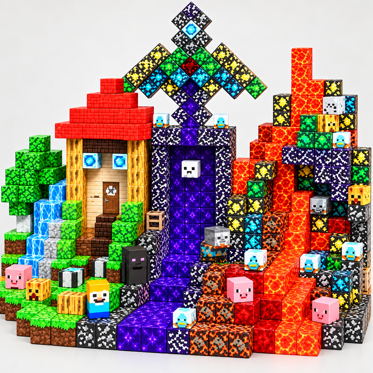 ZH-026 view 3 - 150 PCS STEM Educational Magnetic Building Blocks - Dark Forest Fortress