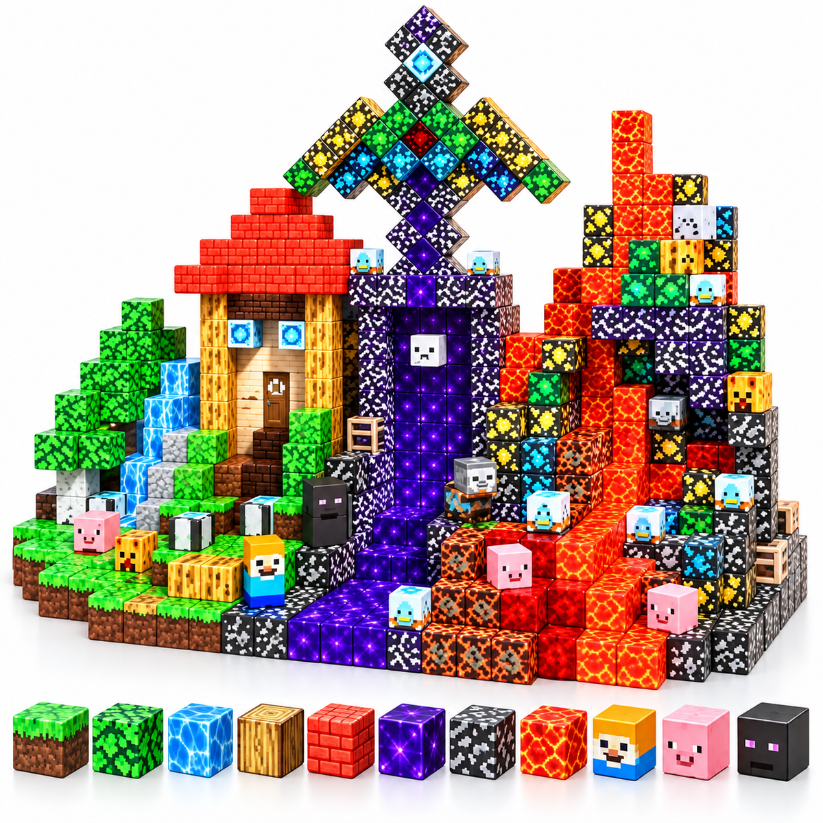 ZH-026 view 4 - 150 PCS STEM Educational Magnetic Building Blocks - Dark Forest Fortress