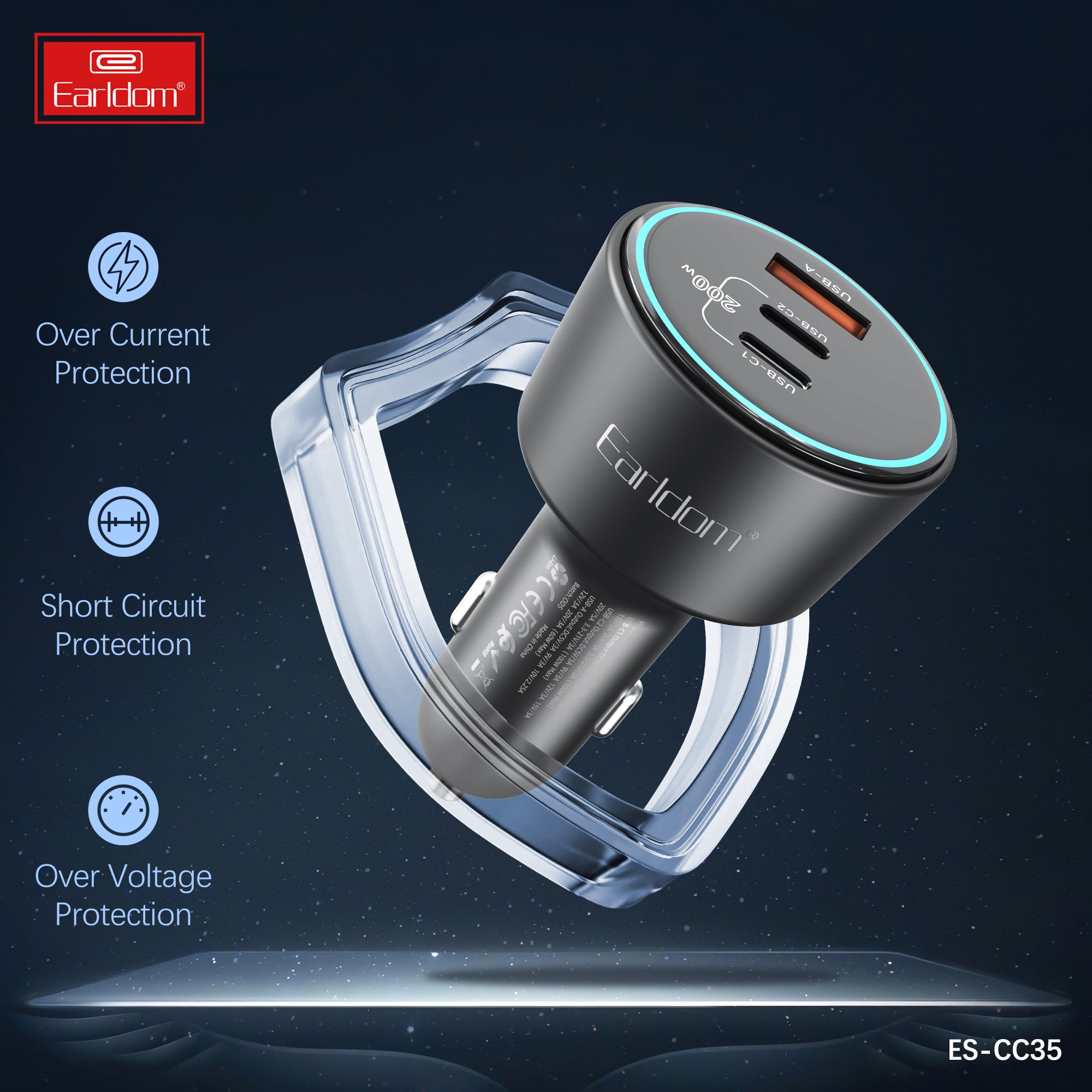 200W Car charger adapter