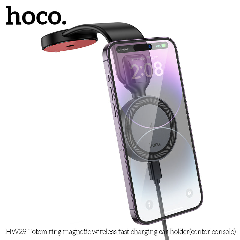 HOCO HW29 | Totem ring magnetic wireless 15W fast charging car holder