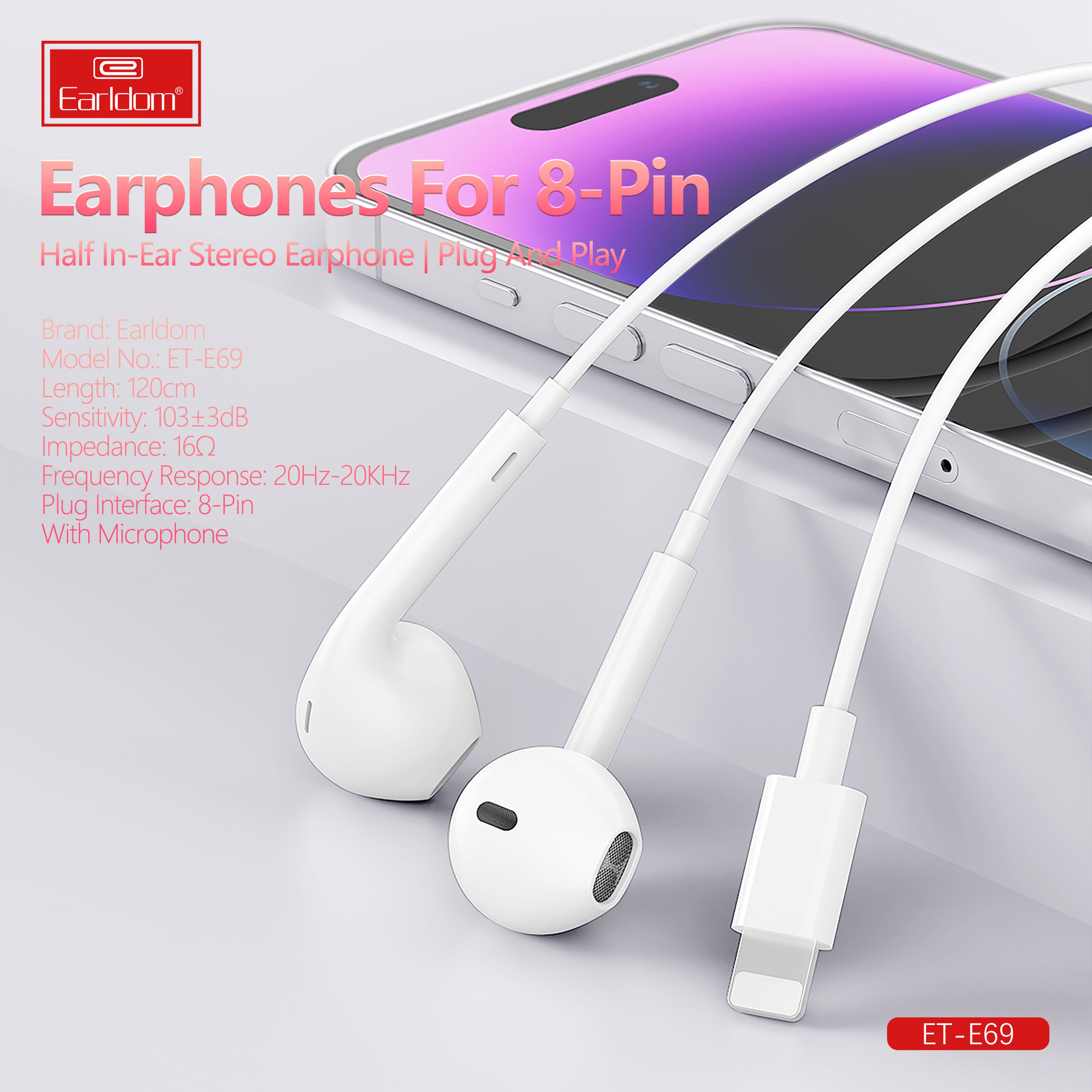 E69 Lighting Earphone Plug And USE
