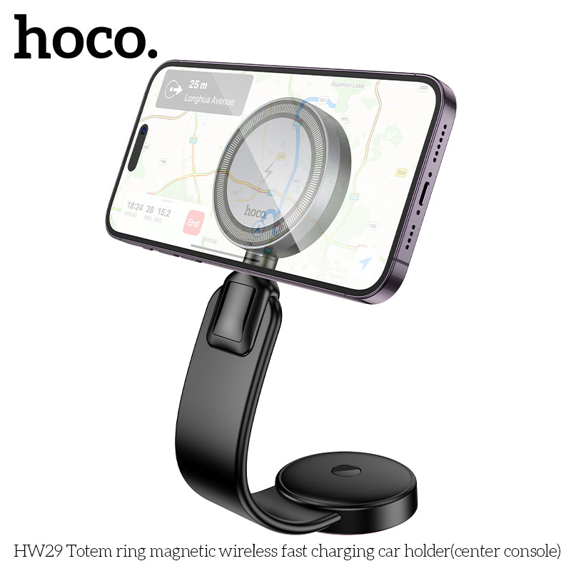 HOCO HW29 | Totem ring magnetic wireless 15W fast charging car holder