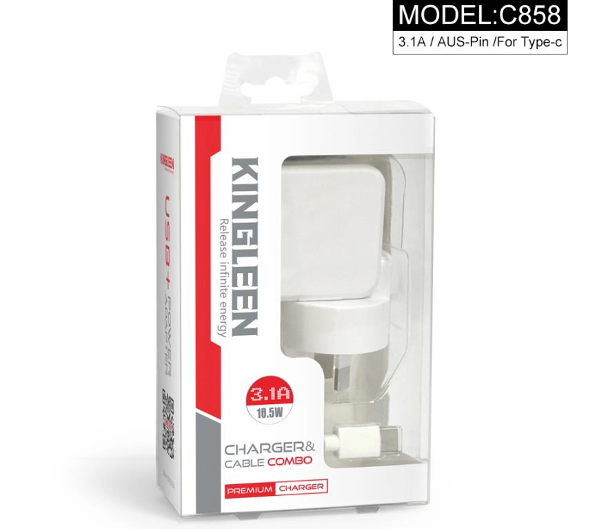 Kingleen Charger 3.1 A Dual Usb +Type C Cable