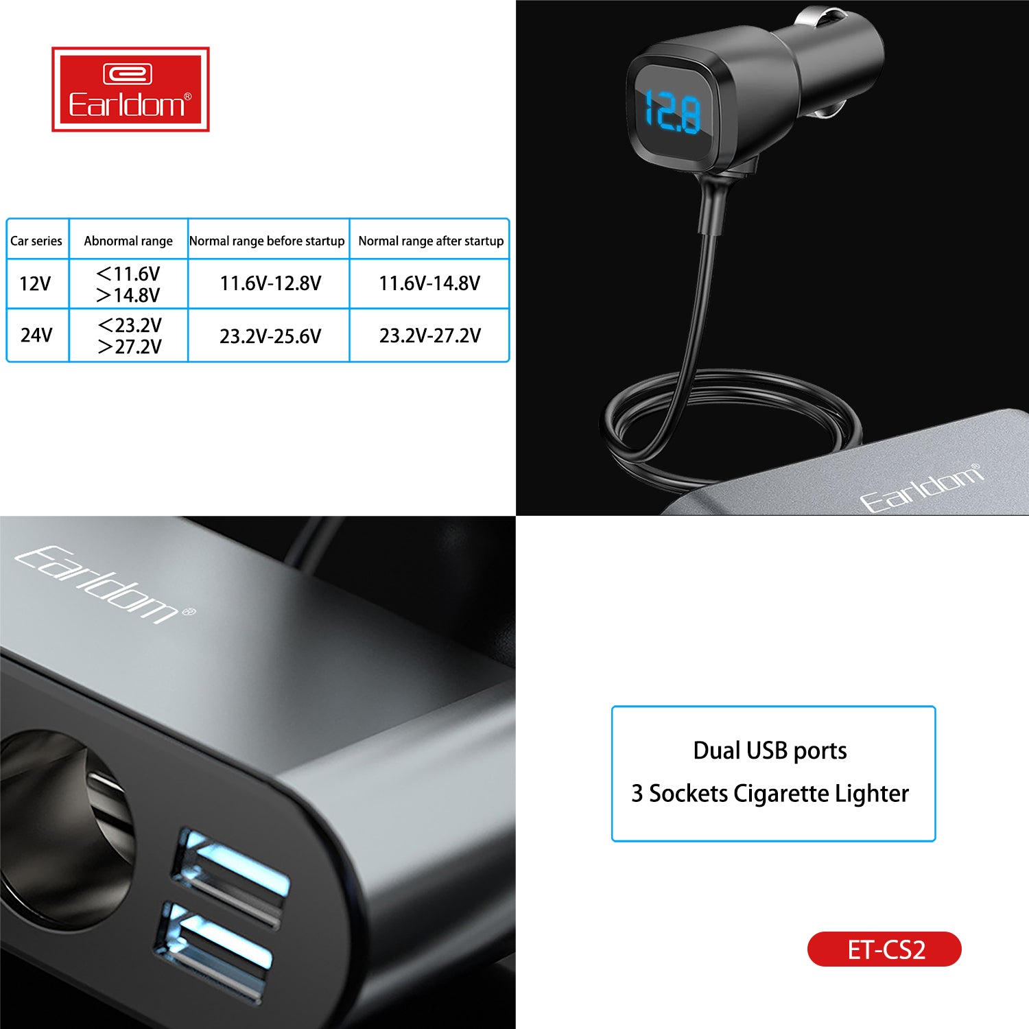 120W 1USB 3socket Car Socket