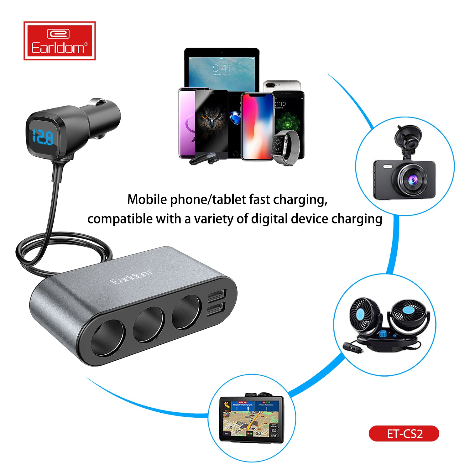 120W 1USB 3socket Car Socket