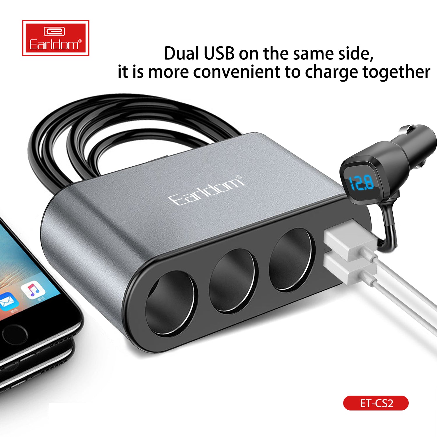 120W 1USB 3socket Car Socket