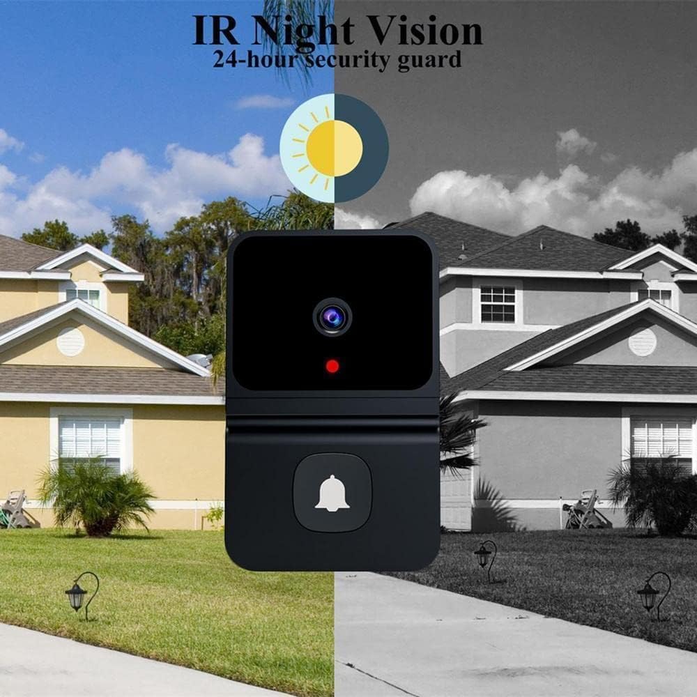 Video Door Bells Wireless WiFi Video Doorbell with Camera Smart Security Doorbell with Cloud Storage, Motion Detection, Two-Way Audio Home Intercom, Rechargeable Batteries, HD Night Vision (Black)