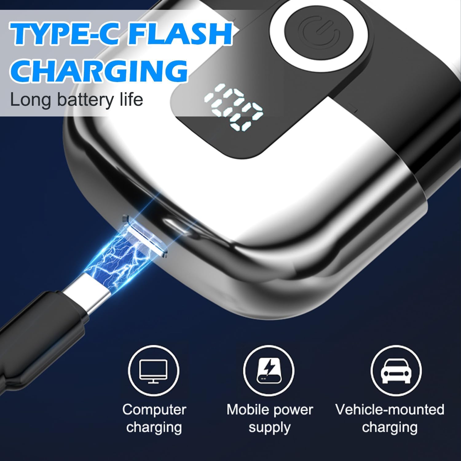 Mini Electric Double Head Razor With LED Display Magnetic Cordless Sha ...