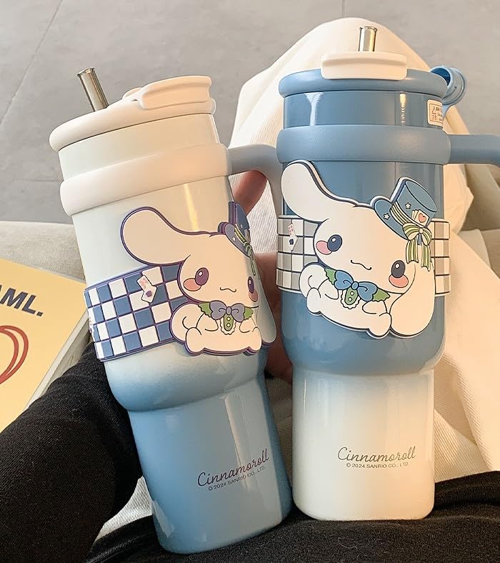 Cinnamoroll in Hat Stainless Steel Insulated Tumbler with Lid, Straw & Handle 900ml