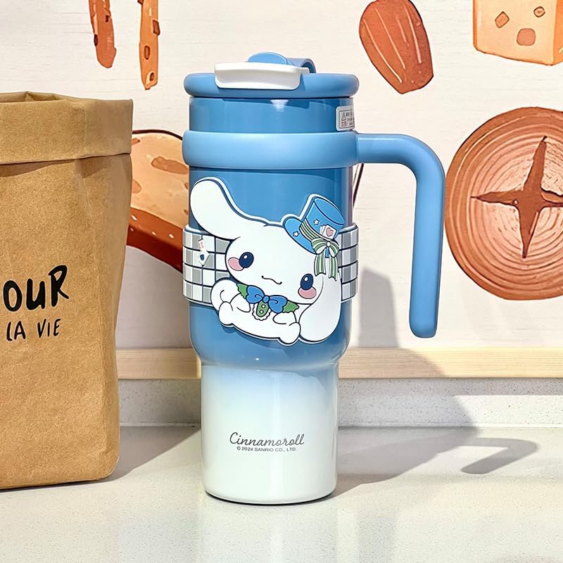 Cinnamoroll in Hat Stainless Steel Insulated Tumbler with Lid, Straw & Handle 900ml