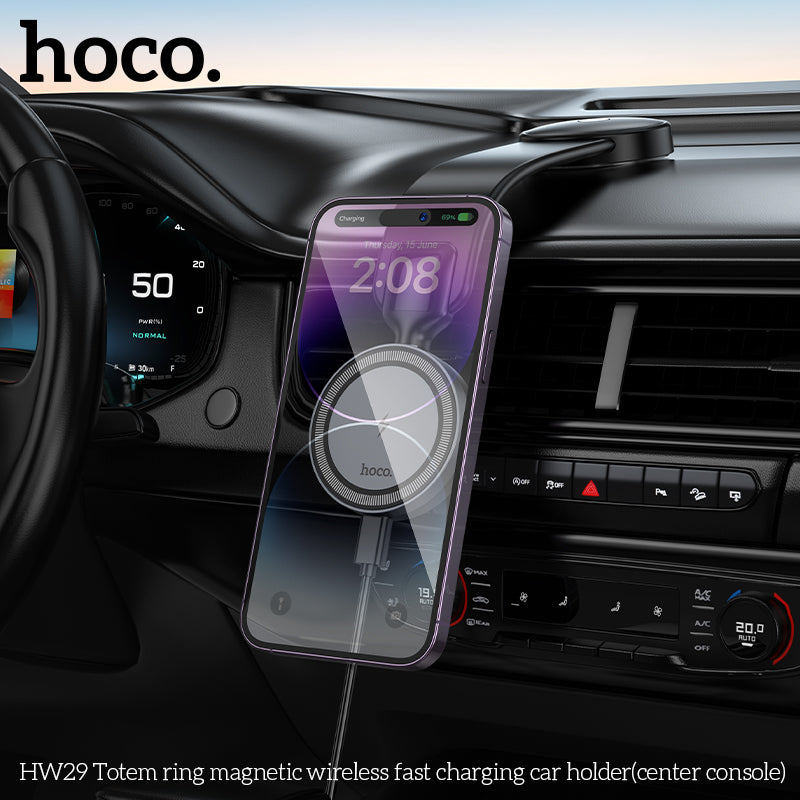 HOCO HW29 | Totem ring magnetic wireless 15W fast charging car holder