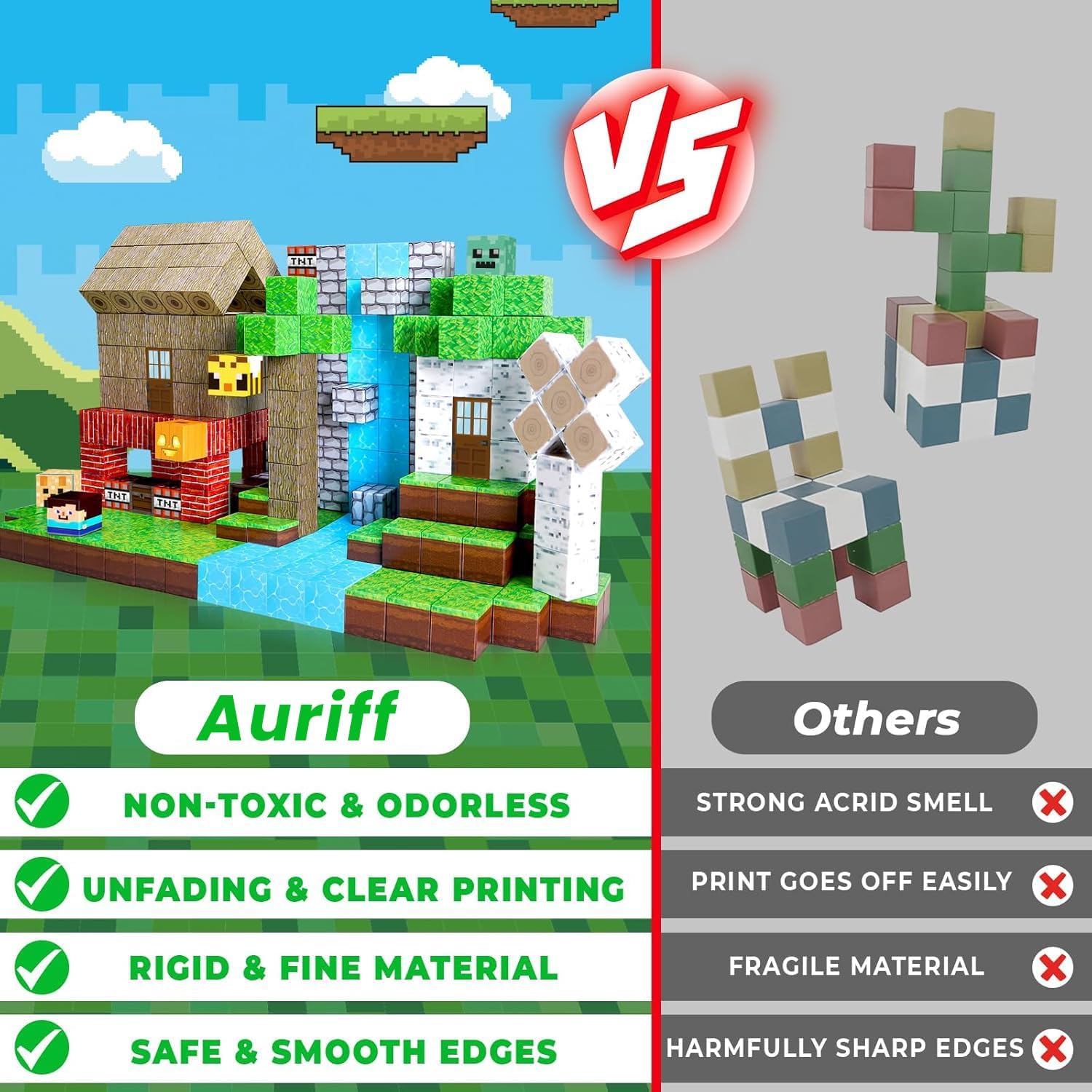 Minecraft style random 100PCS Magnetic Blocks Forest Themed Magnetic Tiles Build Mine Forest Farm Set