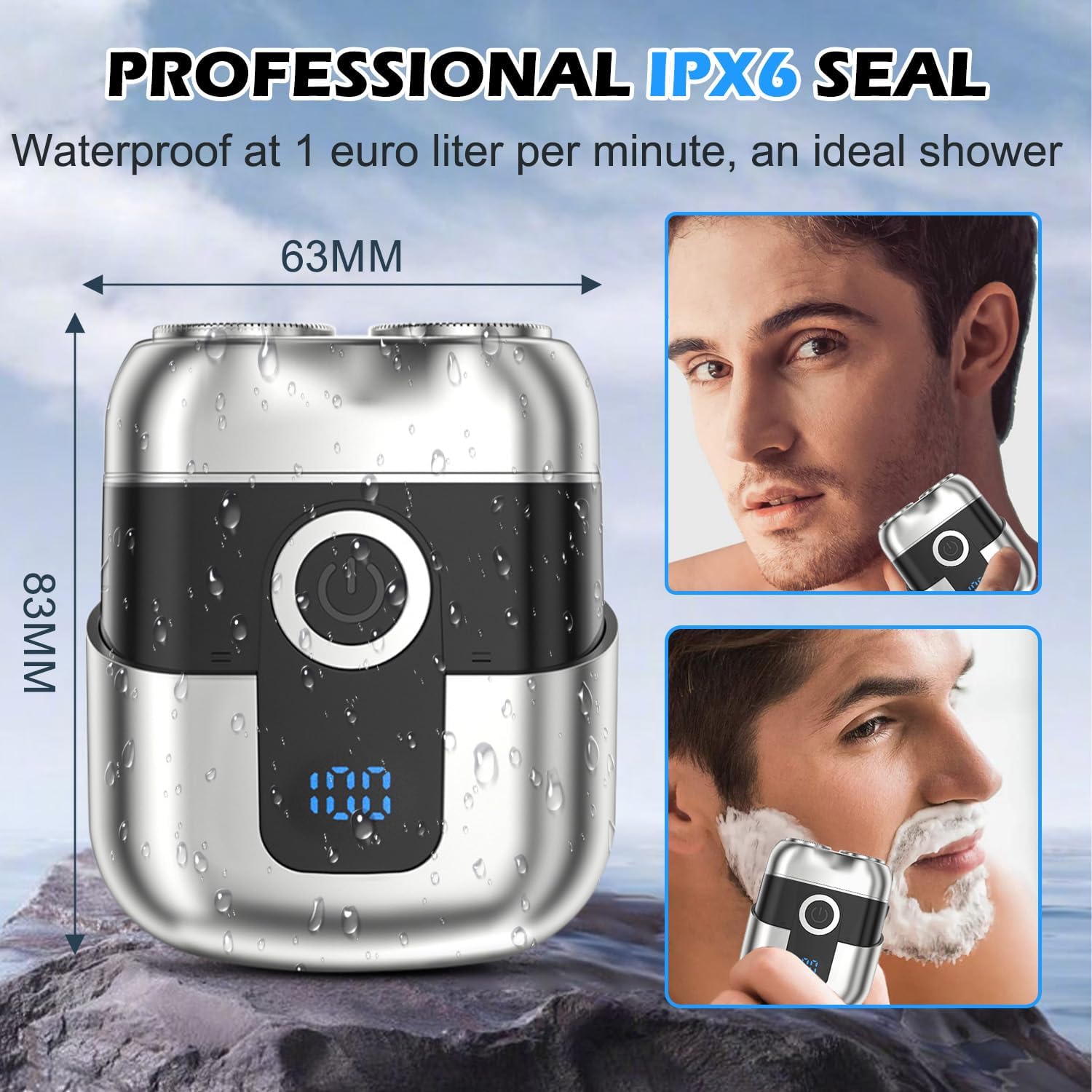 Mini Electric Double Head Razor With LED Display Magnetic Cordless Sha ...