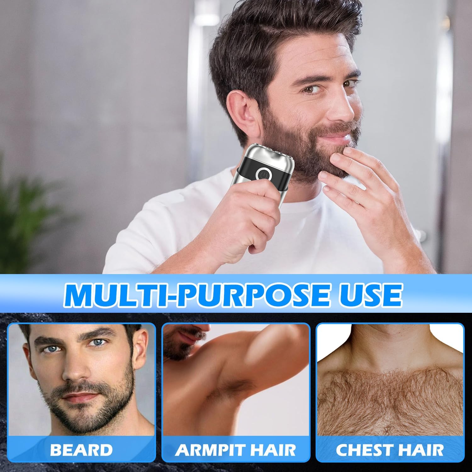 Mini Electric Double Head Razor With LED Display Magnetic Cordless Sha ...