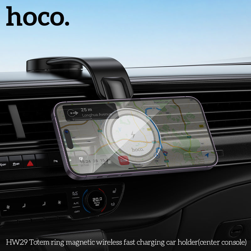 HOCO HW29 | Totem ring magnetic wireless 15W fast charging car holder