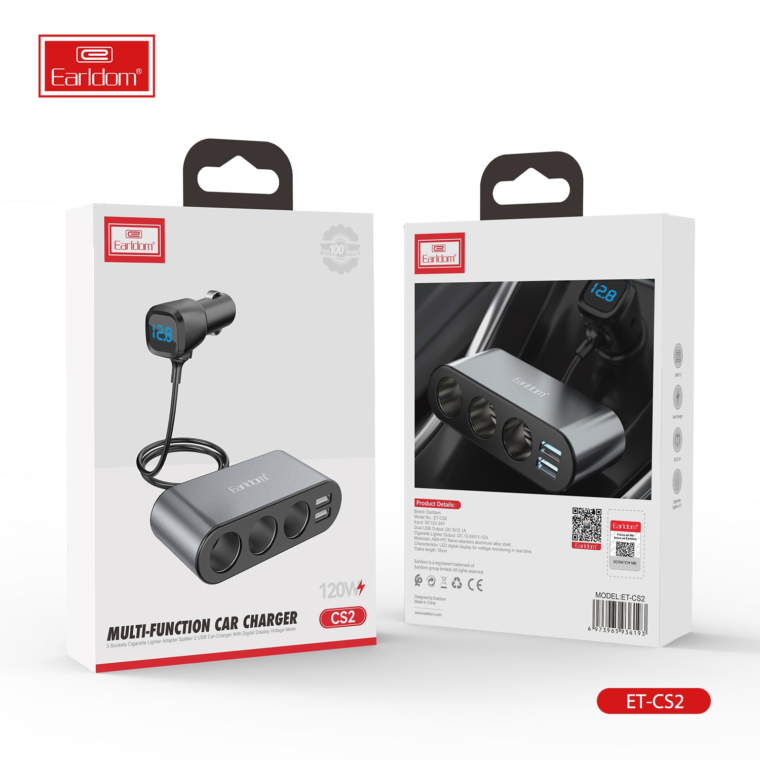 120W 1USB 3socket Car Socket