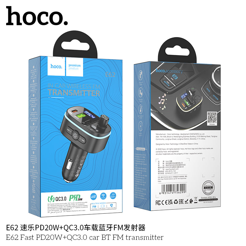 HD_SYNC:E62 Fast PD20W+QC3.0 car BT FM transmitter