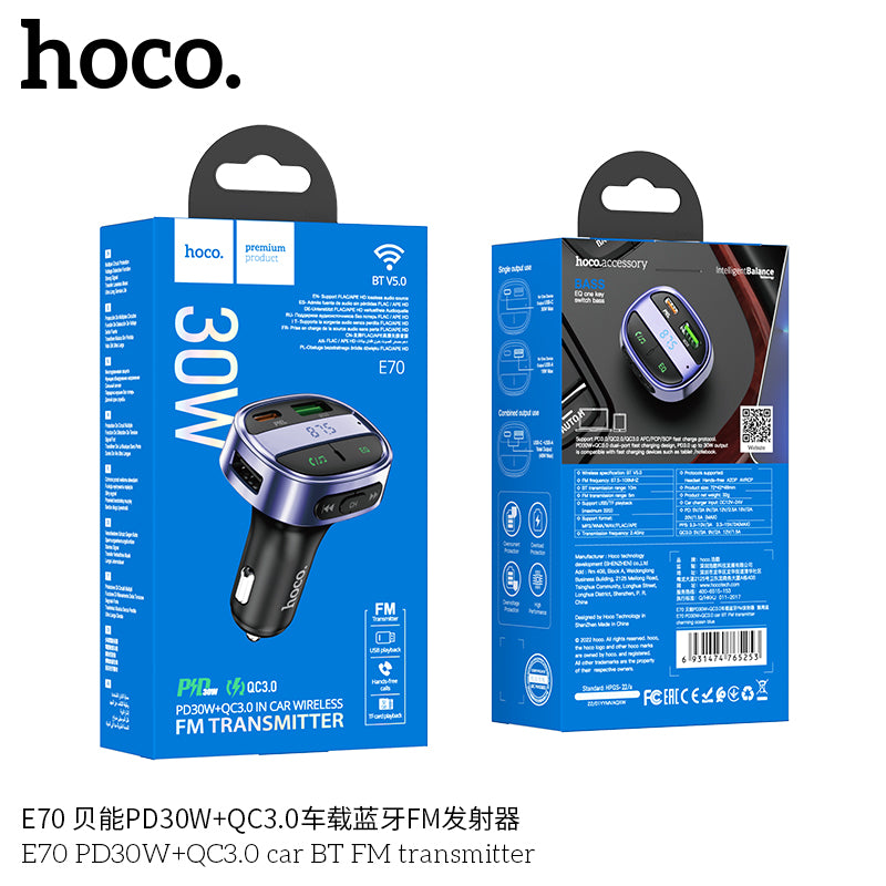 HD_SYNC:E70 PD30W+QC3.0 car BT FM transmitter