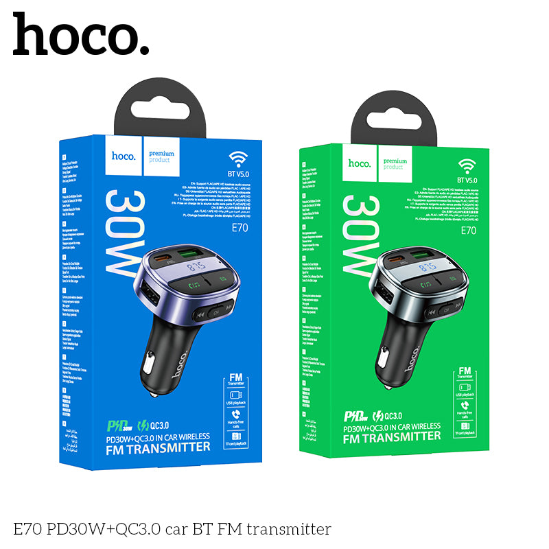 HD_SYNC:E70 PD30W+QC3.0 car BT FM transmitter
