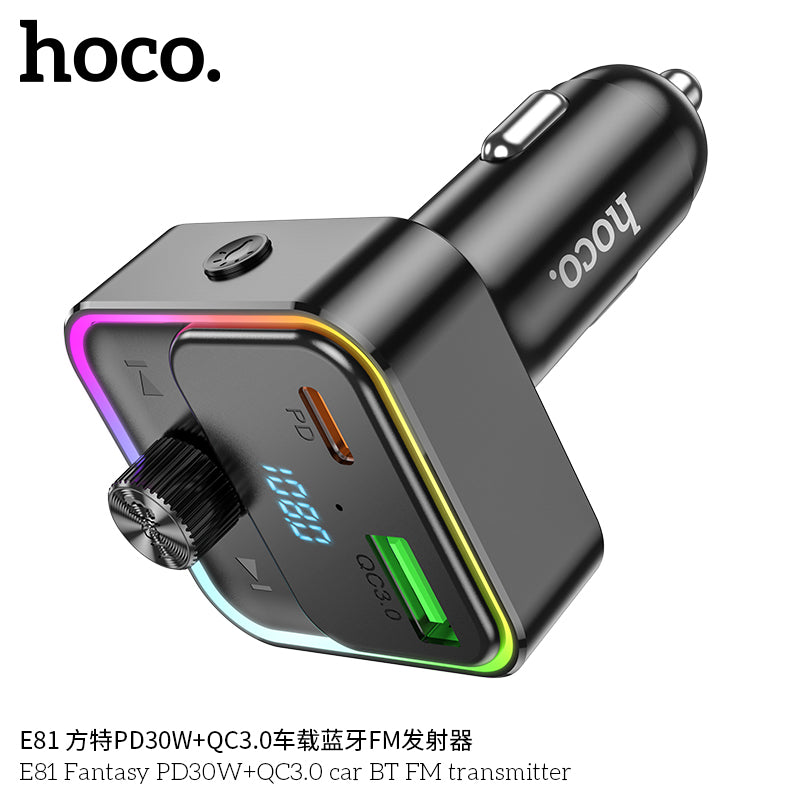 HD_SYNC:E81 Fantasy PD30W+QC3.0 car BT FM transmitter