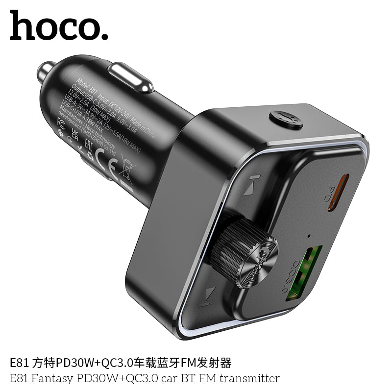 HD_SYNC:E81 Fantasy PD30W+QC3.0 car BT FM transmitter