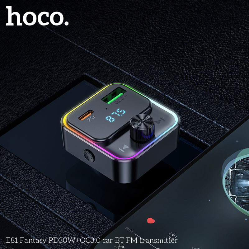 HD_SYNC:E81 Fantasy PD30W+QC3.0 car BT FM transmitter