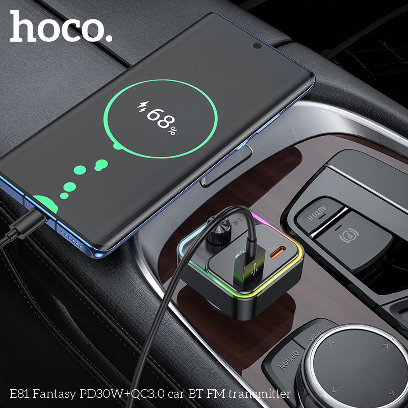 HD_SYNC:E81 Fantasy PD30W+QC3.0 car BT FM transmitter