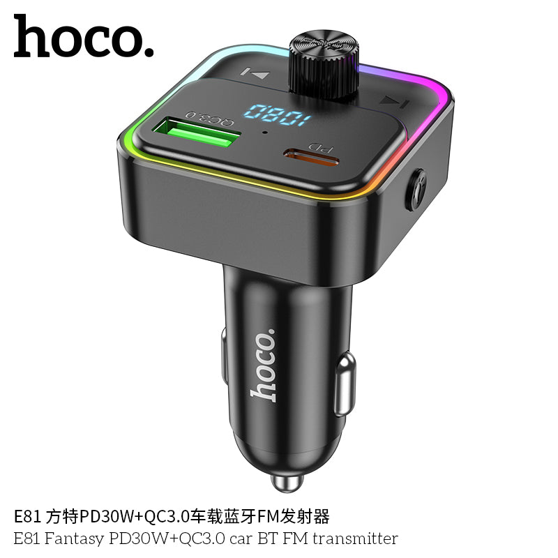 HD_SYNC:E81 Fantasy PD30W+QC3.0 car BT FM transmitter