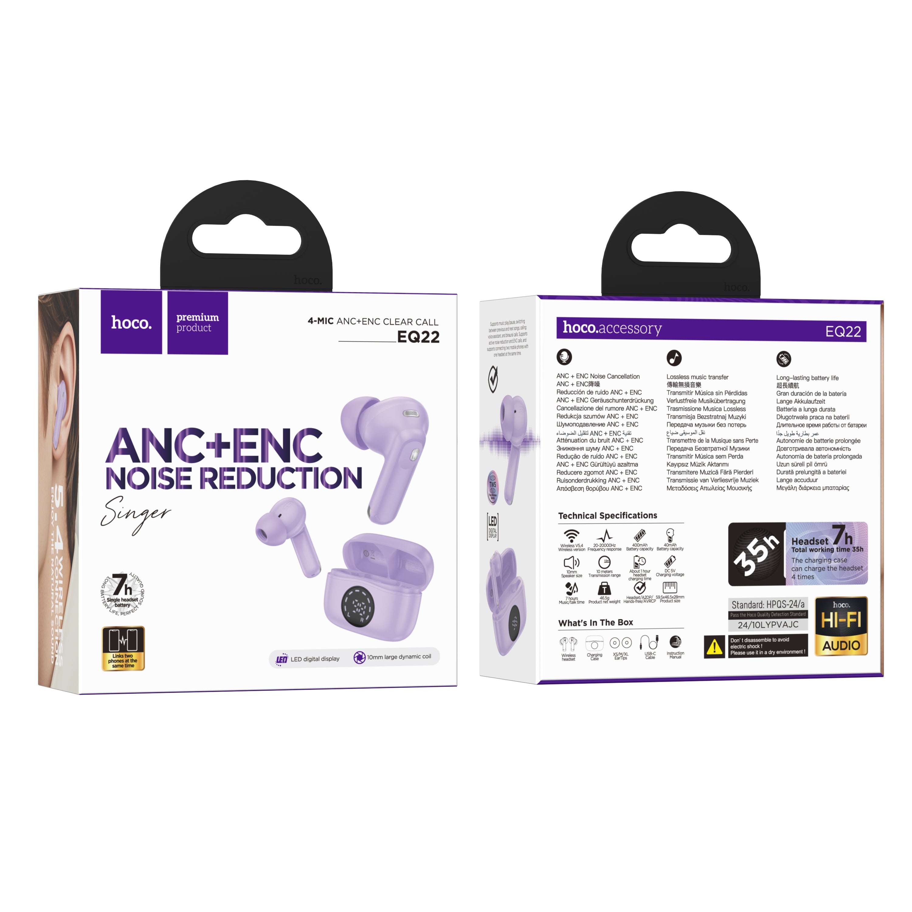 HD_SYNC:EQ22 Singer true wireless ANC+ENC noise reduction BT headset