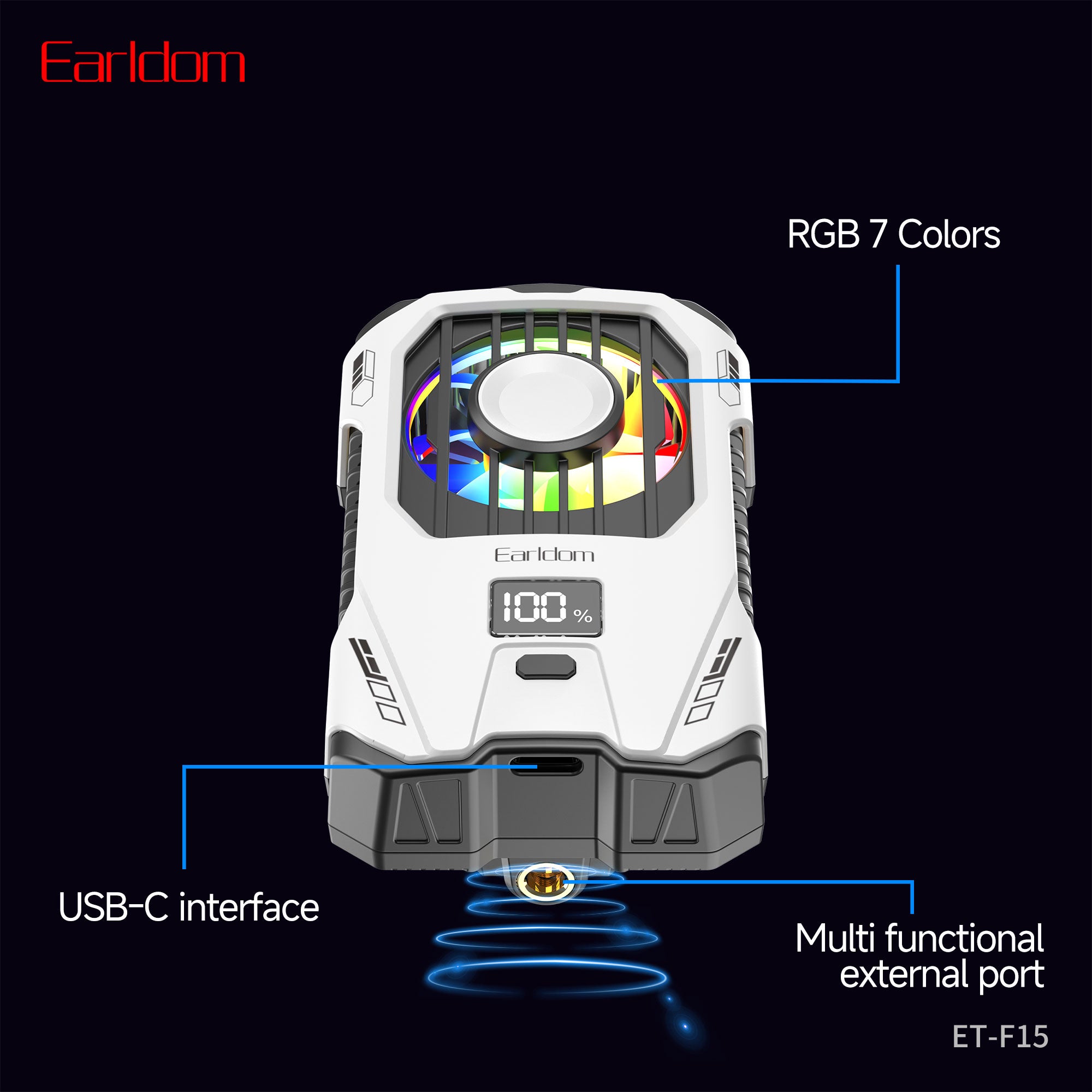 Earldom ET-F15 Fan cooler Phone Cooler 2500mAh - White – TEQ PTY LTD