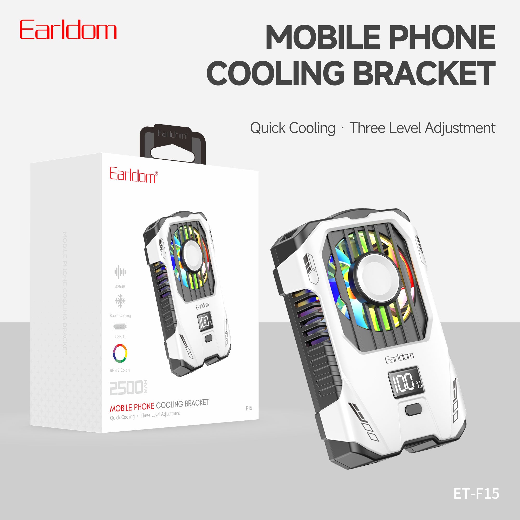 Earldom ET-F15 Fan cooler Phone Cooler 2500mAh - White