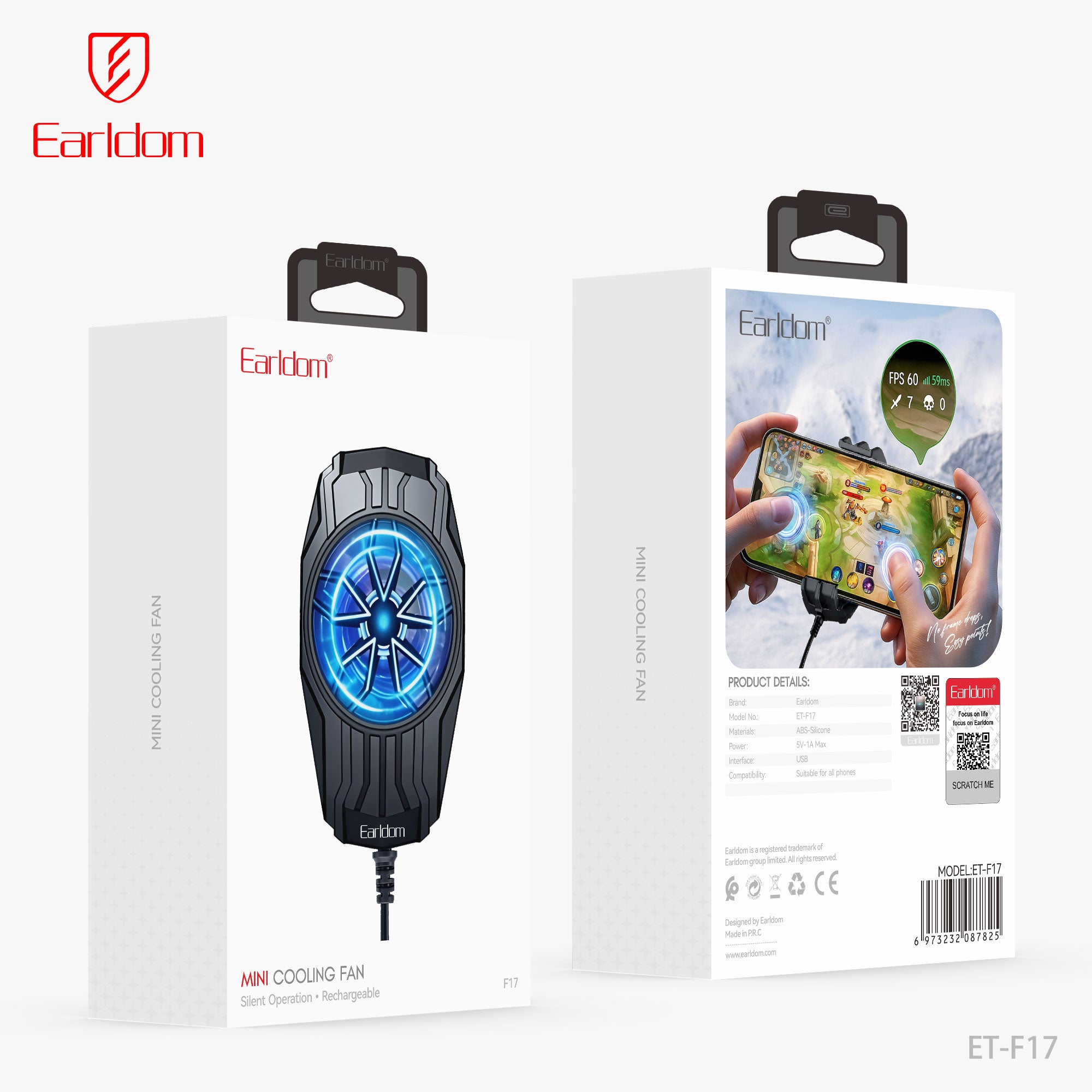 Earldom ET-F17 Fan cooler Phone Cooler 38MM - Black