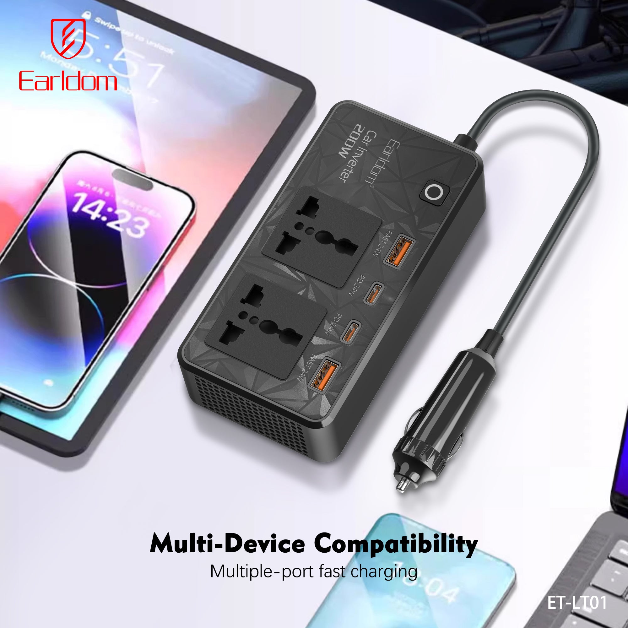 Earldom ET-LT01 Car Power Adapter 200W - Black – TEQ PTY LTD