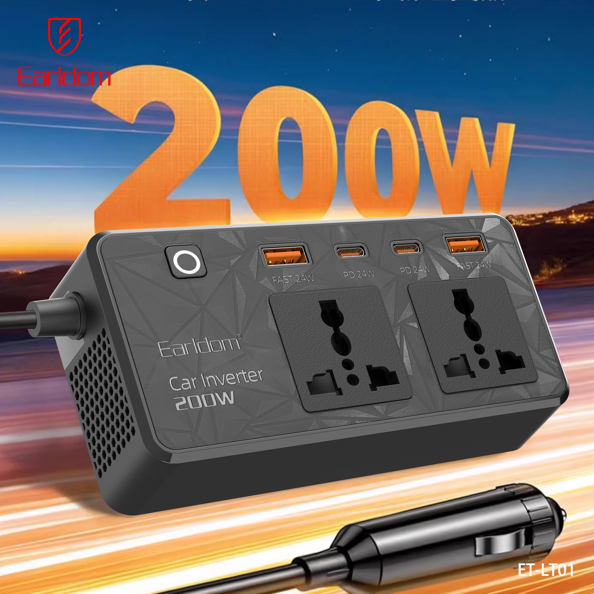 Earldom ET-LT01 Car Power Adapter 200W - Black – TEQ PTY LTD