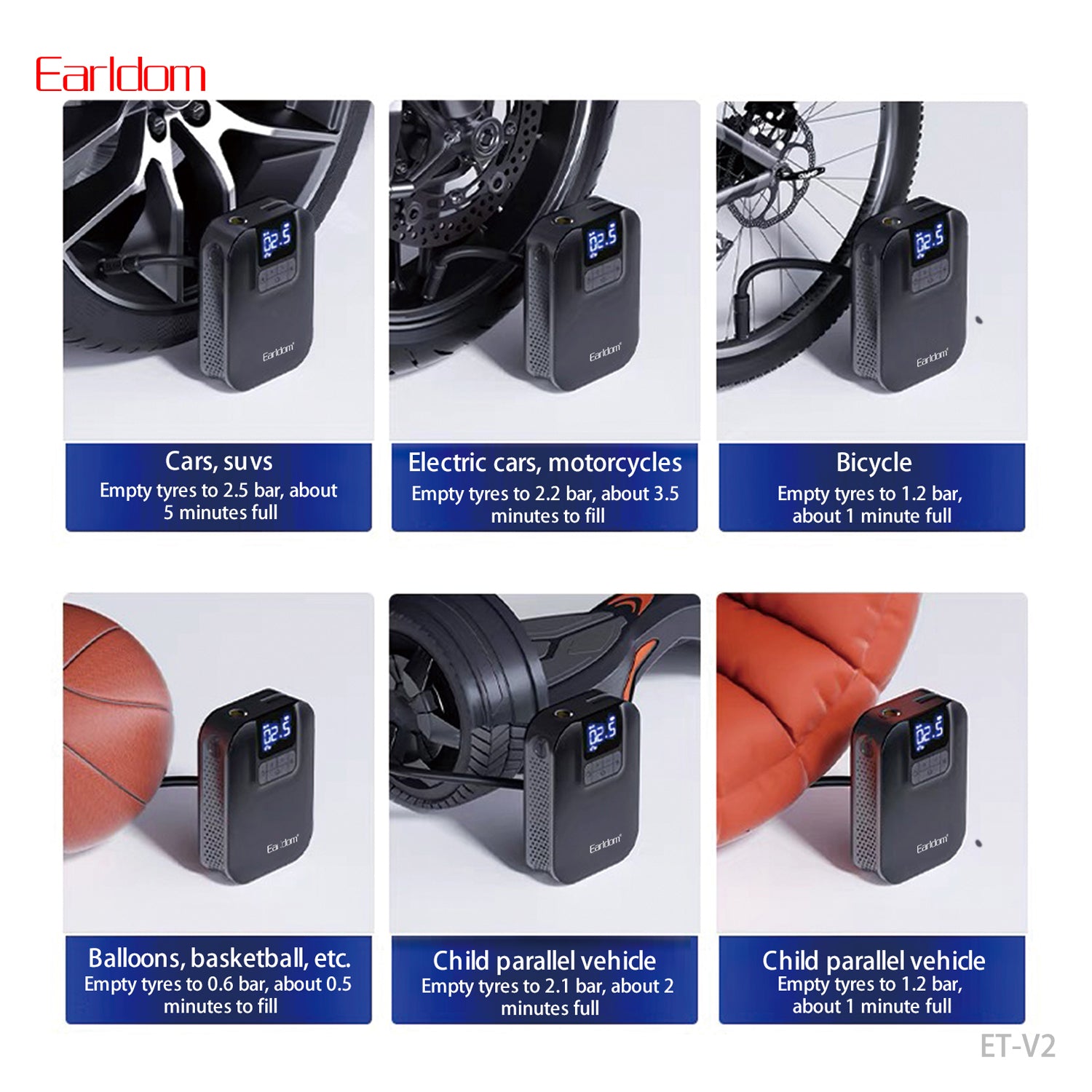 Earldom ET-V2 Air Pump Car Power Adapter 2500mAh - Black – TEQ PTY LTD