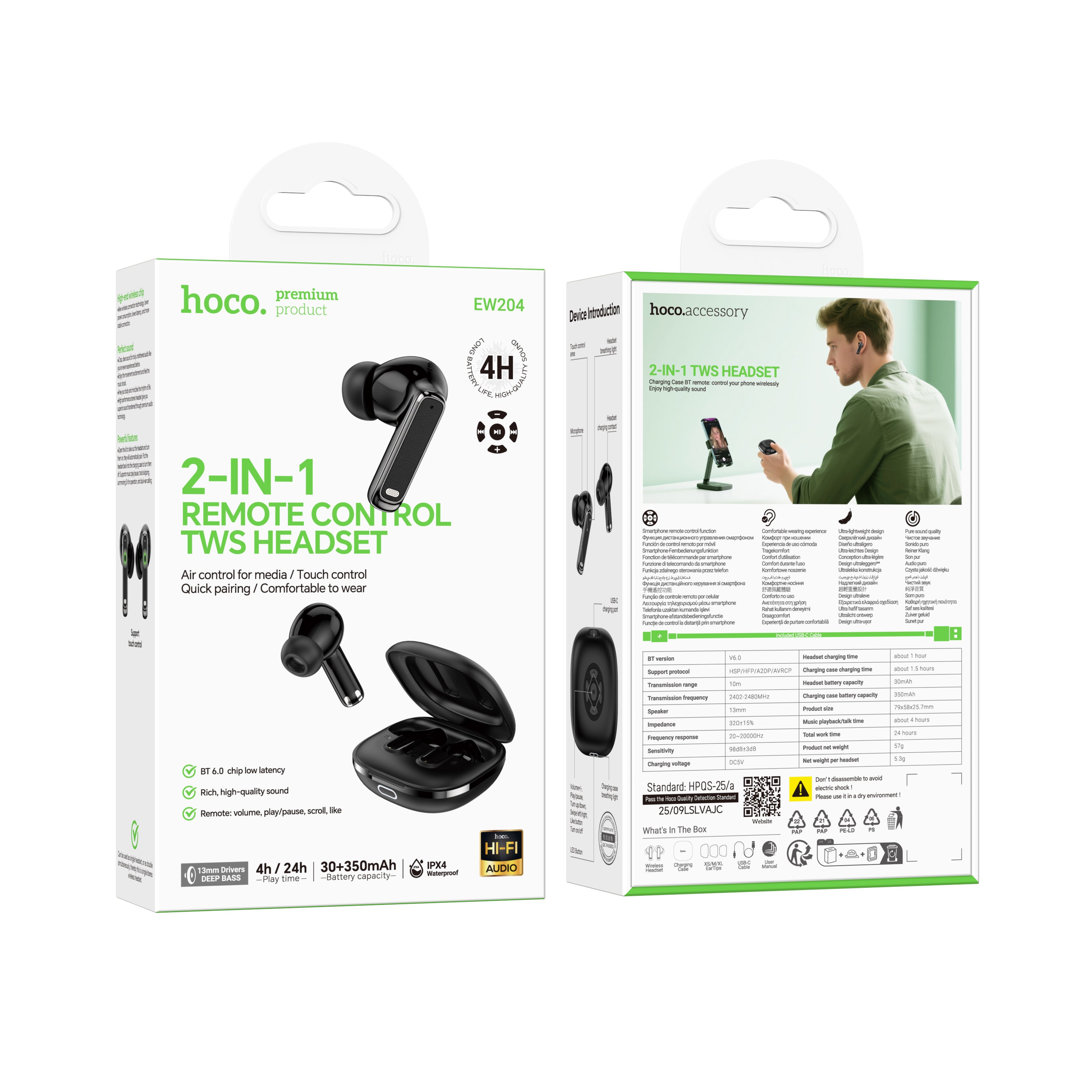 HD_SYNC:EW204 Verso true wireless BT headset with remote control
