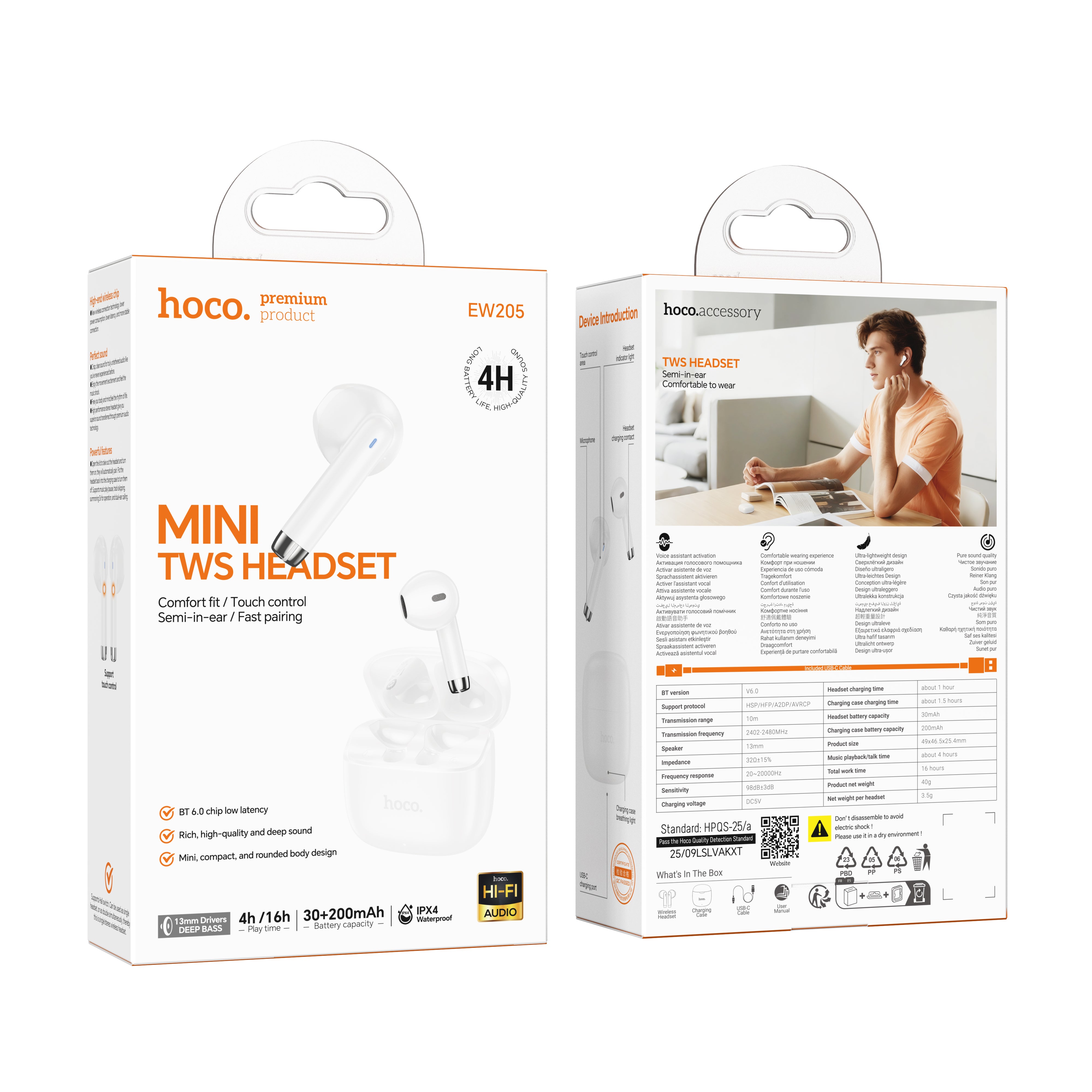 HD_SYNC:EW205 Peaceful true wireless BT headset