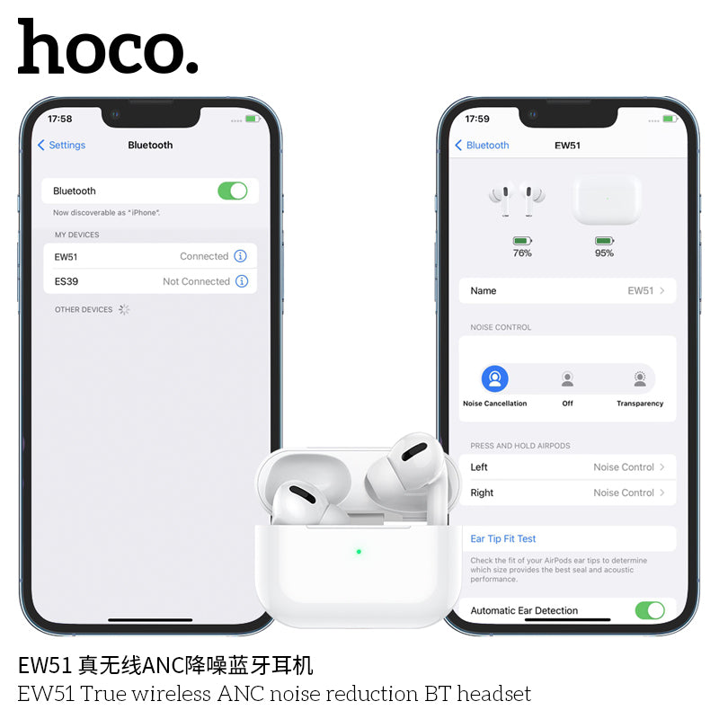 HD_SYNC:EW51 True wireless ANC noise reduction BT headset