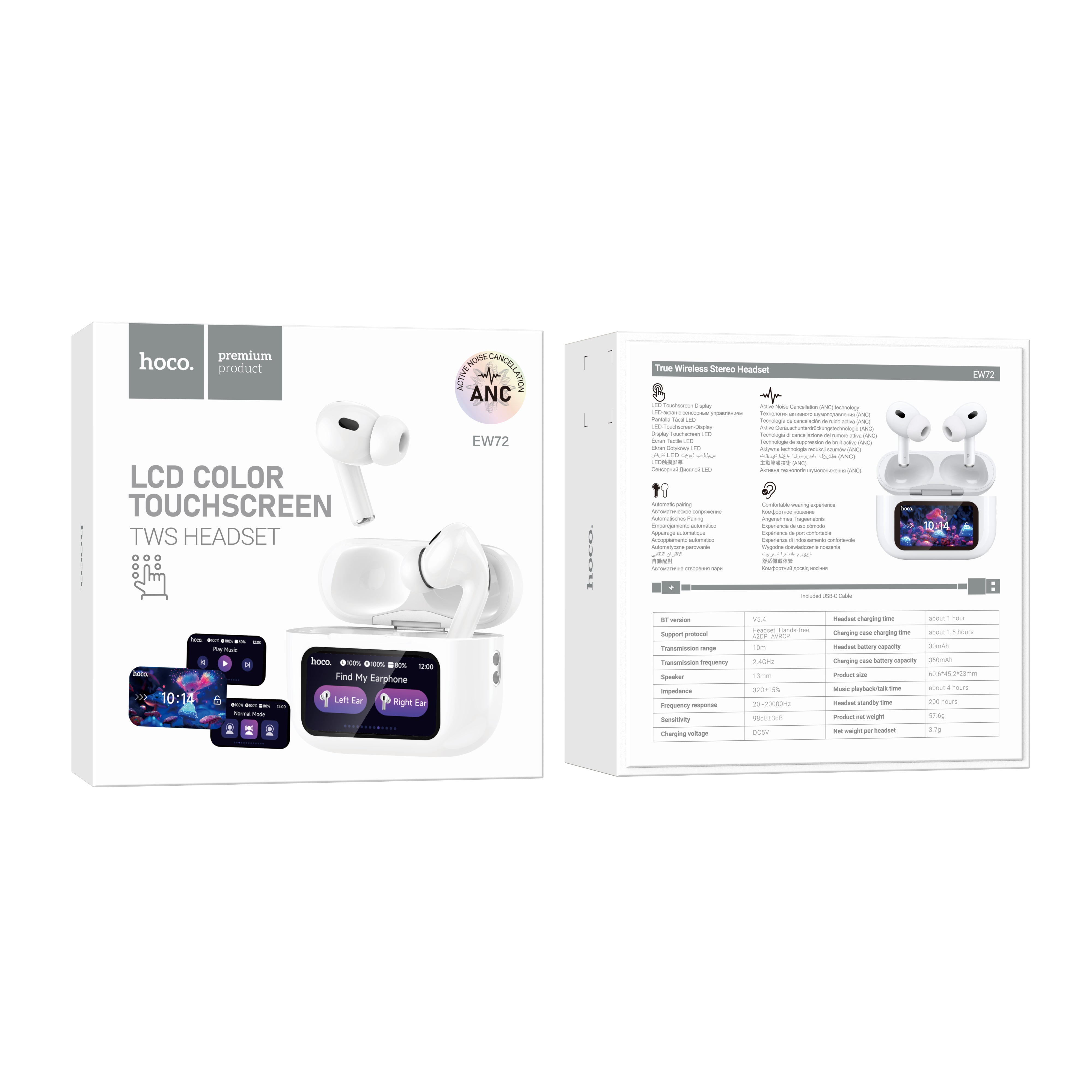 HD_SYNC:EW72 Soar true wireless ANC Noise Reduction touch screen BT headset