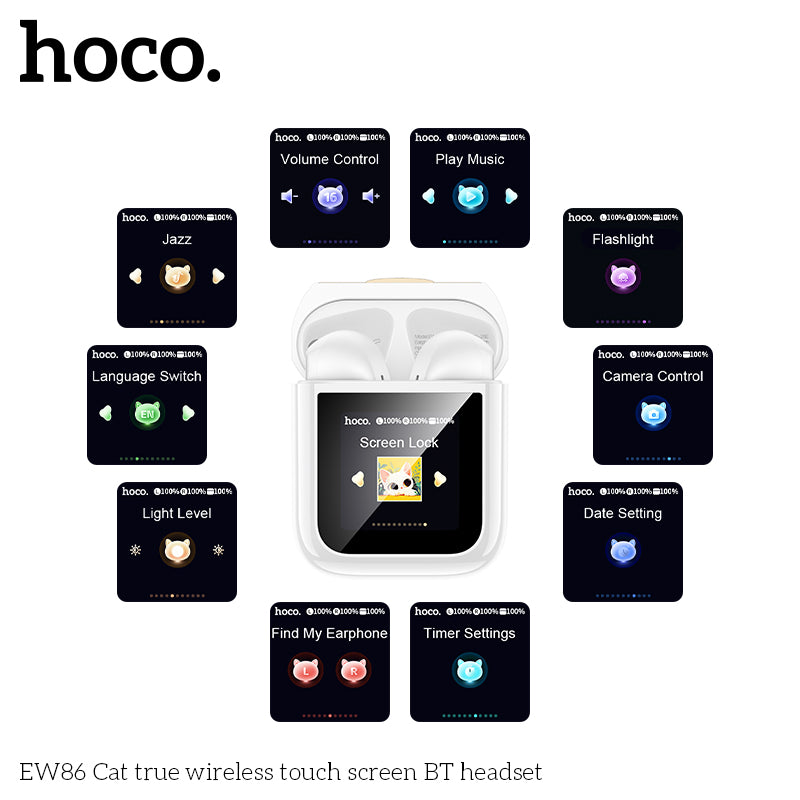 HD_SYNC:EW86 Cat true wireless touch screen BT headset