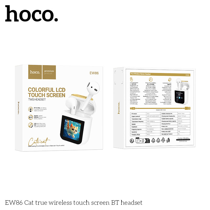 HD_SYNC:EW86 Cat true wireless touch screen BT headset