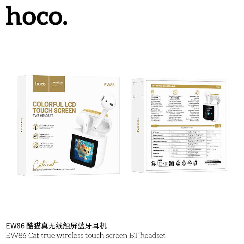 HD_SYNC:EW86 Cat true wireless touch screen BT headset