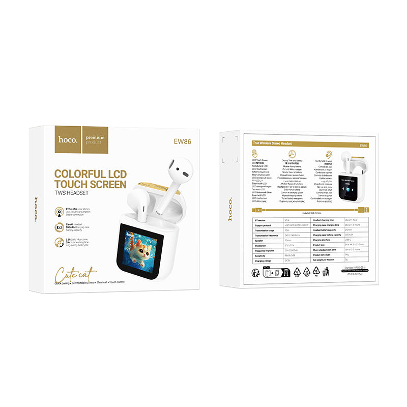 HD_SYNC:EW86 Cat true wireless touch screen BT headset